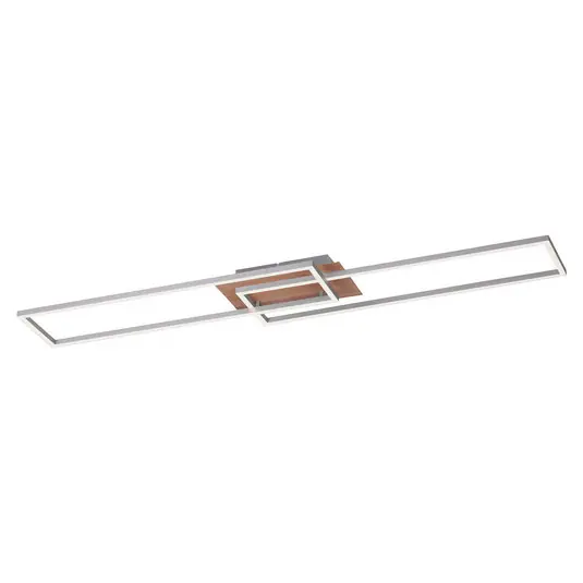 LED mennyezeti világítás Iven, dimmelhető, acél/fa, 110x25cm Szuper ajánlat