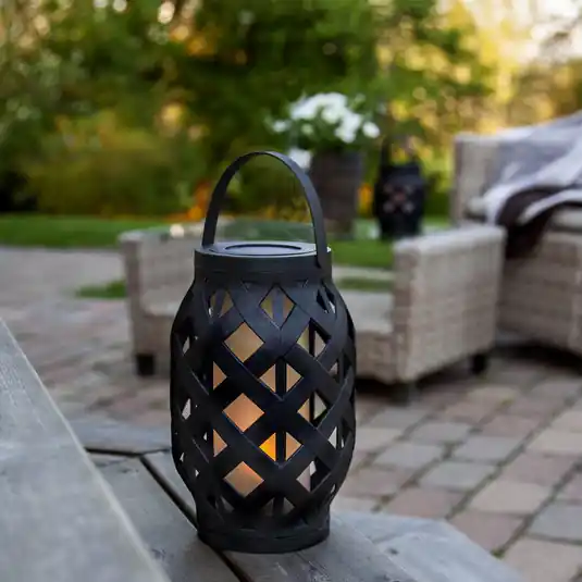 LED-lámpa Flame Lantern, fekete, magasság 23 cm Korlátozott ajánlat