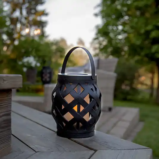 Vedd meg most LED-lámpa Flame Lantern, fekete, magasság 16 cm
