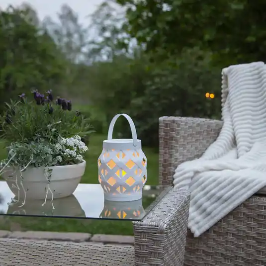 Bestseller LED-lámpa Flame Lantern, fehér, magasság 16 cm