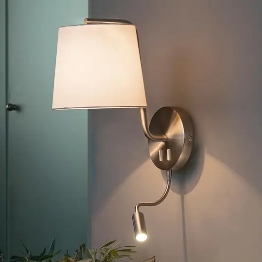 Berni textil fali lámpa LED olvasólámpával Biztonságos fizetés