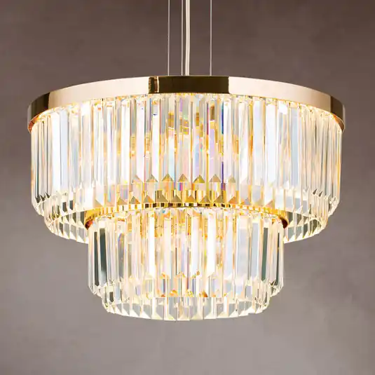 LED függő lámpa Prism, kerek, Ø 55 cm, arany Kiárusítás