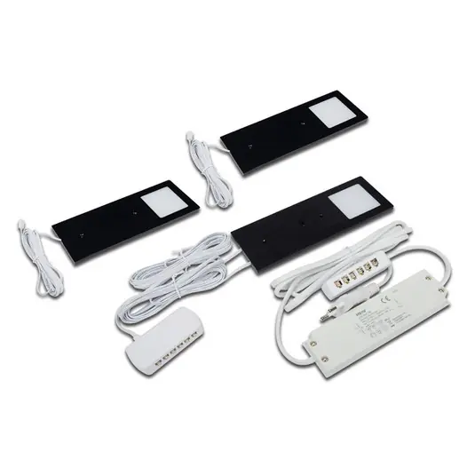 Árengedmény LED-es részegy. lámpa Eco-Pad F 3x-Set 4000K fek.