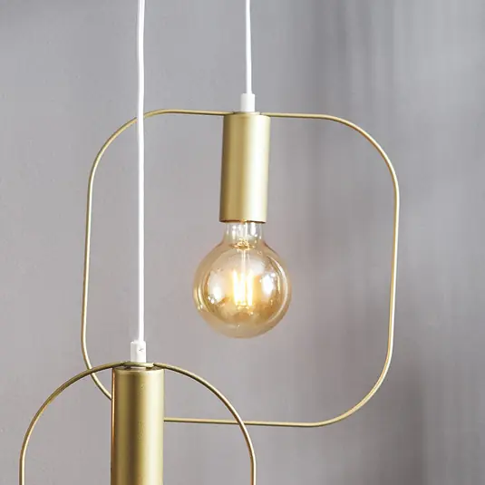 Végkiárusítás Shape deco függő lámpa négyzettel, arany