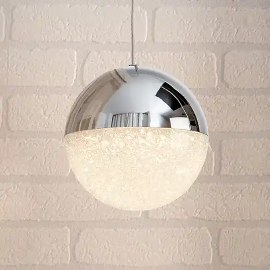 LED függő lámpa Sphere, króm, egy izzós, Ø 12 cm Biztonságos fizetés