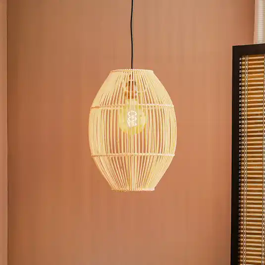 Biztonságos vásárlás Anteo függő lámpa rattanból, magas ovális