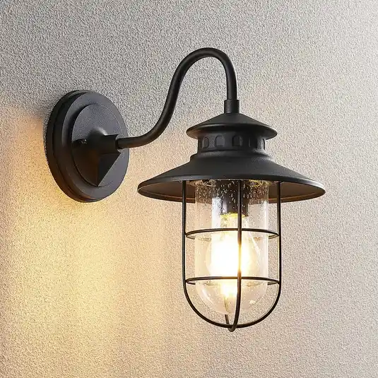 Rendeld meg most Lindby kültéri fali lámpa Kyan, magasság 32 cm, fekete, IP44, E27