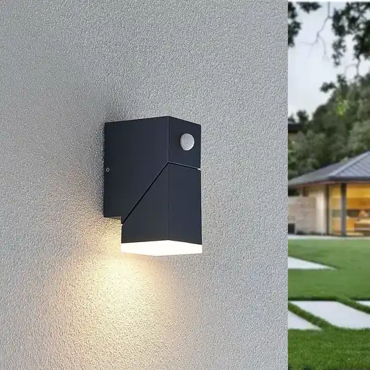 Utolsó esély Lindby LED fali lámpa Sally, 15 cm, antracit, IP54, érzékelővel