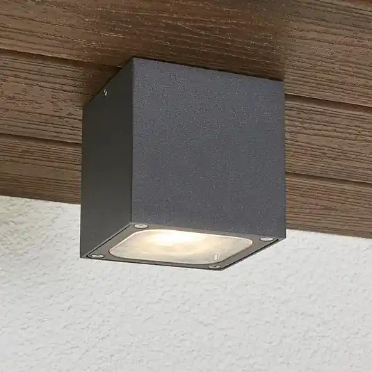 Lucande LED mennyezeti világítás Tanea, 10x10 cm, sötét szürke, IP54 Nézd meg most