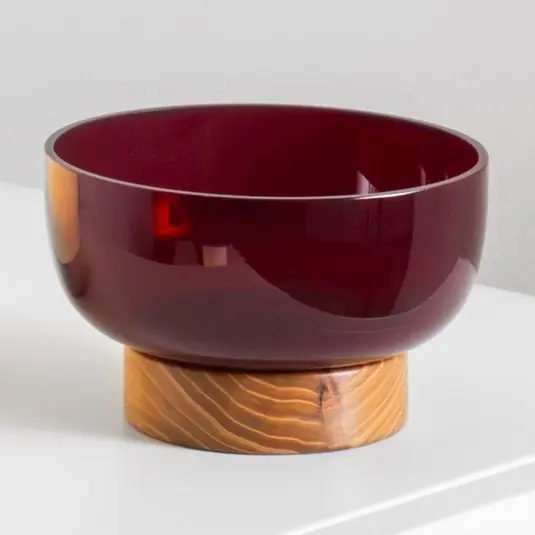 Artemide Bontà tál, piros, Ø 18 cm, üveg, fa Expressz szállítás