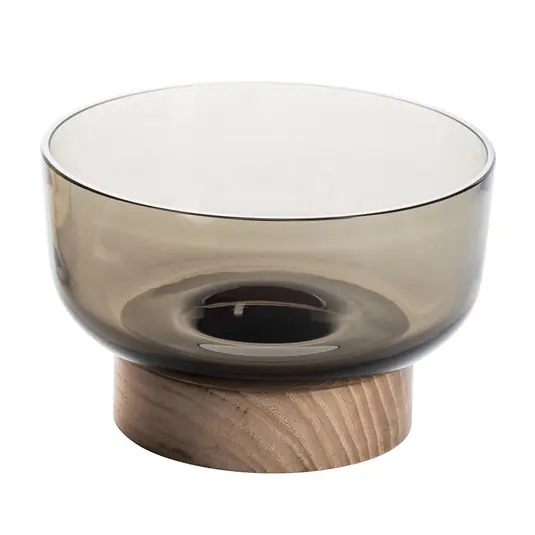 Ne maradj le Artemide Bontà tál, szürke, Ø 18 cm, üveg, fa