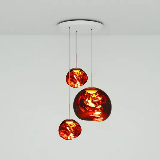 Azonnal elérhető Tom Dixon lógó lámpa Melt Trio Round, 81 cm, 3 izzós, réz