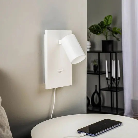 Kiárusítás Arcchio Brinja spotlámpa, fehér, fém, USB-C, kapcsoló, GU10