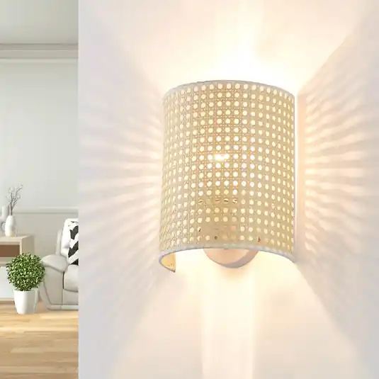 Lindby fali lámpa Lautaro, bambusz, 25 cm magas, E27 Különleges ajánlat