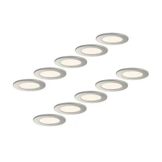 Vedd meg online Prios LED süllyesztett lámpa Cadance, ezüst, 12 cm, 10 darabos készlet, CCT
