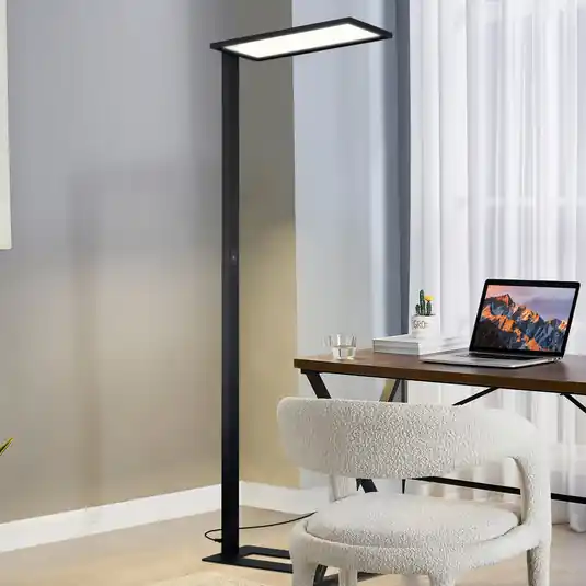 Prios LED irodai állólámpa Taronis, fekete, 195 cm, fényerőszabályozható Ajánlat