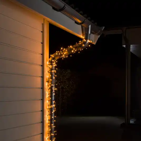 Outlet LED fényfüzér külső 200 izzó fekete/borostyán