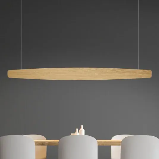 Vásárlói kedvenc Quitani LED-es függőlámpa Persida, 148 cm, tölgy, 2700 K