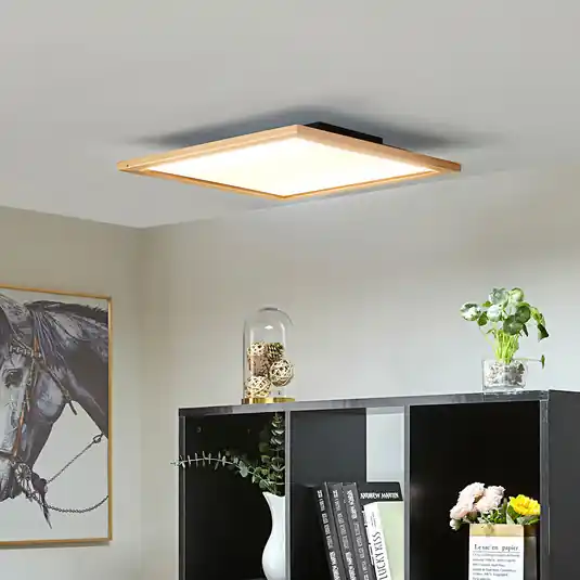 Kedvezményes ár Lucande LED mennyezeti lámpa Joren, 52 cm, fa, CCT, távirányítóval