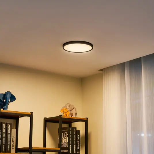 Csak ma Lindby Smart LED mennyezeti lámpa Pravin, Ø 23 cm, CCT, fekete