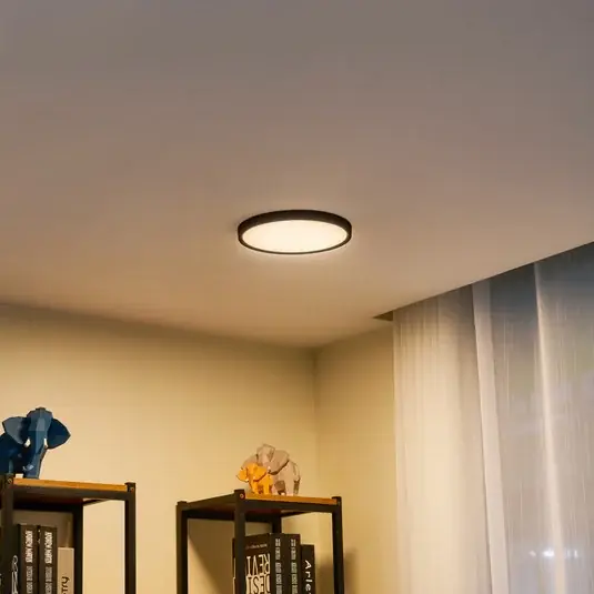Vásárlói kedvenc Lindby LED mennyezeti lámpa Pravin, Ø 23 cm, 3.000 K, fekete
