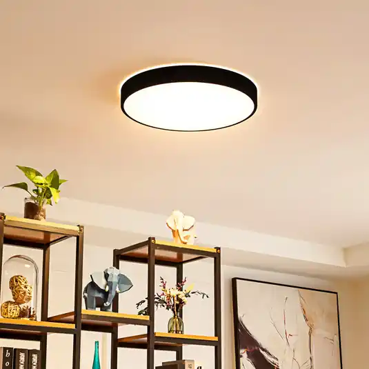 Exkluzív ajánlat Lindby Smart LED-es mennyezeti lámpa Innes fekete 48cm RGB CCT Tuya