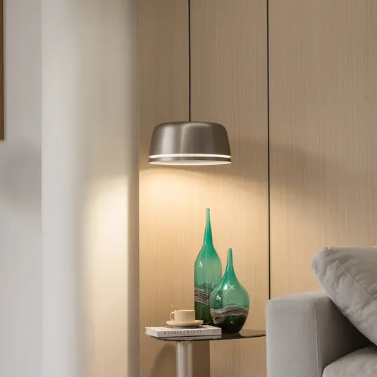 Lucande LED-es függőlámpa Faelinor, szürke, alumínium, Ø 35 cm Szezonális akció