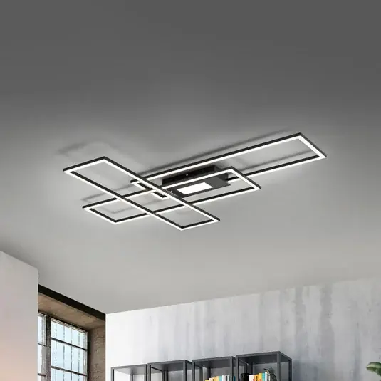 LED mennyezeti világítás Asmin, CCT, fekete, 98,9x69,4cm Legnépszerűbb
