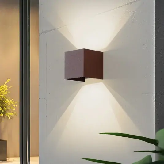 Olcsóbb Lindby Smart LED kültéri falilámpa, Dara, rozsdás, szögletes, CCT RGB, Tuya