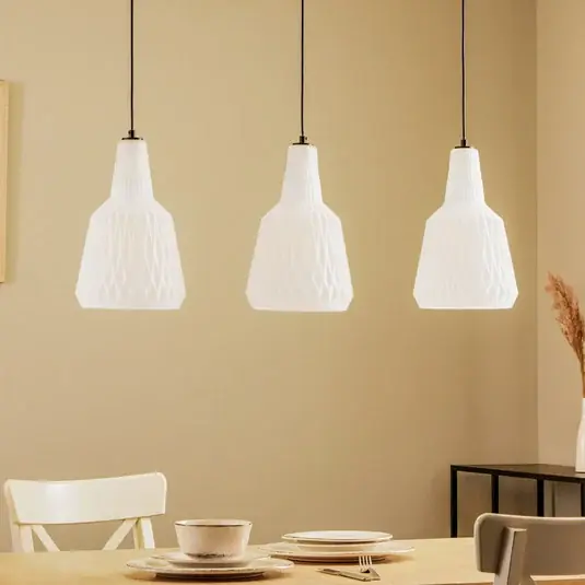 Olcsóbb Lindby függőlámpa Belarion, opál, 3 lámpás, üveg, Ø 23 cm
