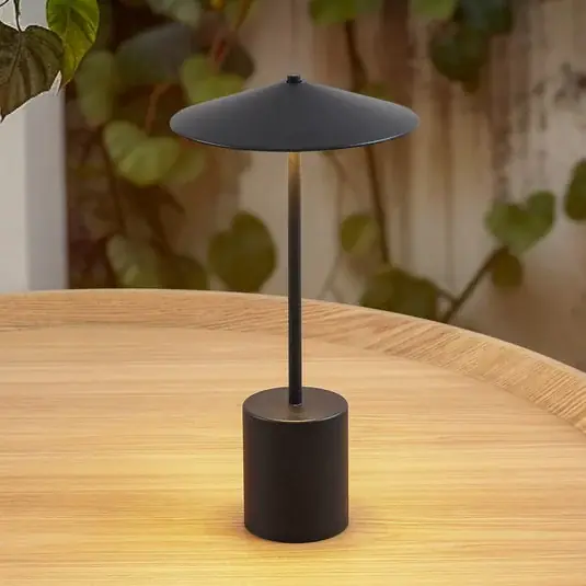 Lindby LED-es újratölthető asztali lámpa Ayva, fekete, alumínium, IP44 Csak ma