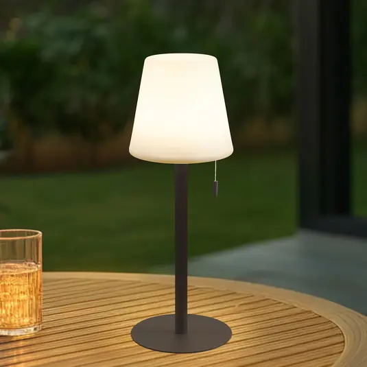 Lindby LED-es újratölthető lámpa Azalea, fehér/barna, 45 cm, CCT, IP44 Ne maradj le
