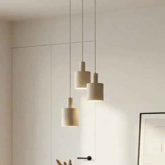 Árcsökkenés Lindby függőlámpa Ovelia, bézs, 3-lámpás, fém, E27