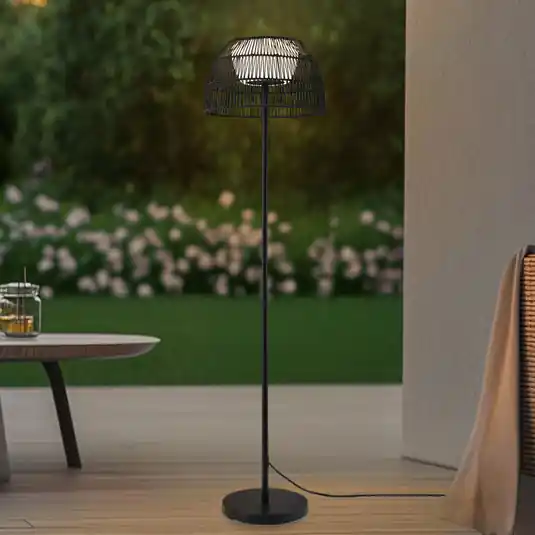 Lucande LED kültéri állólámpa Heribio, fekete, vas, 153 cm Kihagyhatatlan ajánlat
