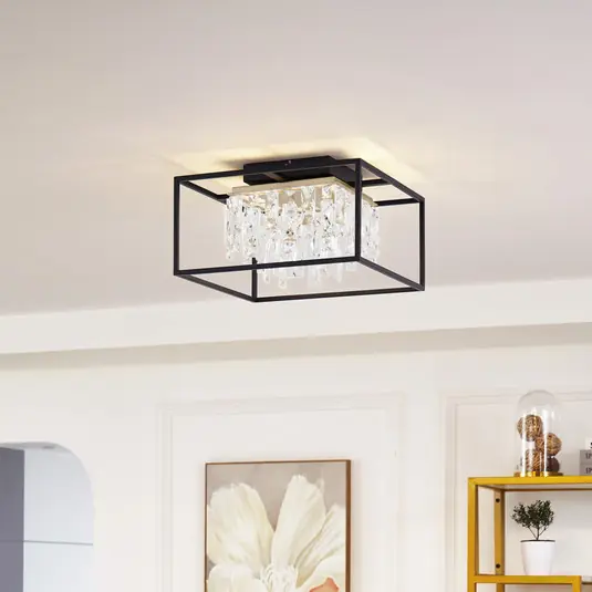 Lucande LED mennyezeti lámpa Kassi, fekete, vas, fényerőszabályzó, 40cm Népszerű