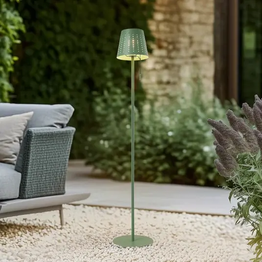 Lindby LED-es napelemes állólámpa Hilario, zöld, vas, újratölthető Bestseller