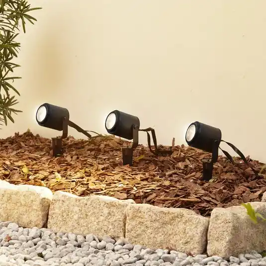 Biztonságos fizetés Lindby Smart LED kültéri spotlámpa Nymo, CCT, RGB, Tuya, 3 darabos szett