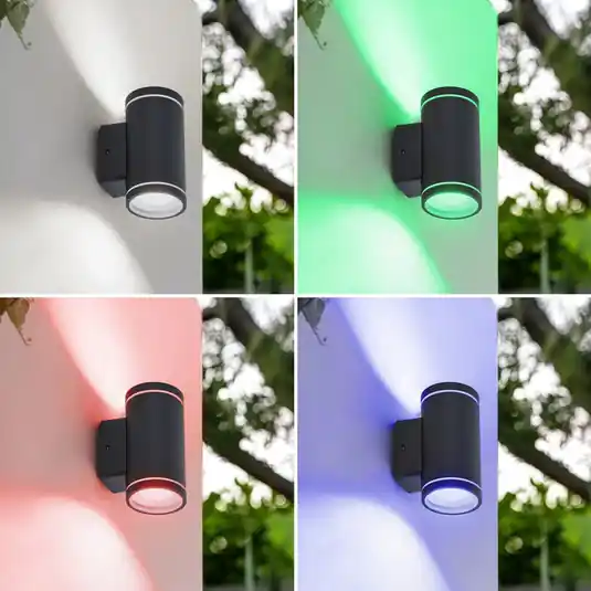 Biztonságos fizetés Lindby Smart LED kültéri fali világítás Valtin CCT RGB Tuya IP54