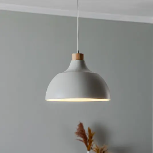 Envostar Kaitt lógó világítás, bézs, Ø 34 cm, faelemekkel Szuper akció