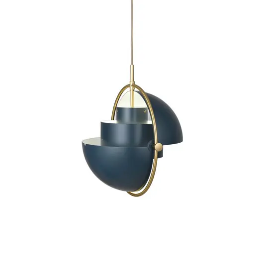 Újdonság GUBI függőlámpa Multi-Lite, Ø 36 cm, sárgaréz/sötétkék