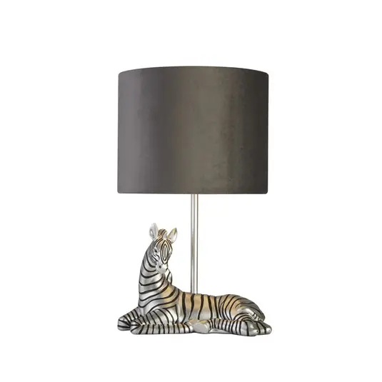 Zebra asztali lámpa, fekete/ezüst, műgyanta, 26 cm, E27 Azonnal elérhető