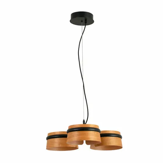 Árengedmény Loop LED-es függőlámpa, cseresznye/fekete, fa, hossza 52 cm