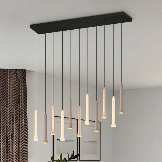 LED-es függőlámpa Fiato, 11-light, hosszú, fém, taupe, kávés színű Expressz szállítás