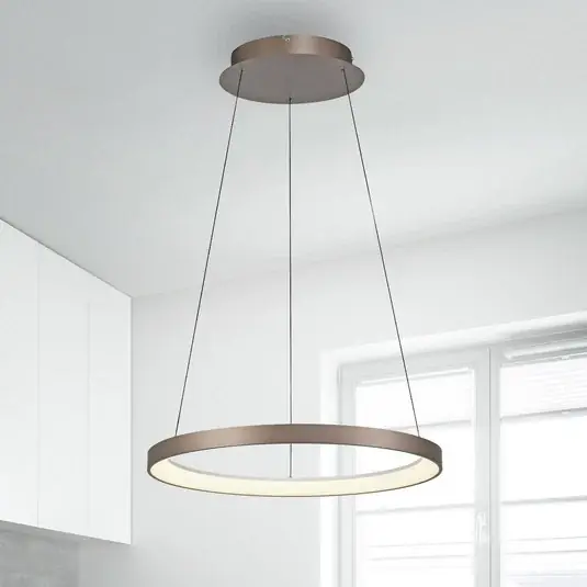 Paul Neuhaus LED-es függőlámpa Hoop, barna, Ø 57 cm, fényerőszabályzóval Legnépszerűbb