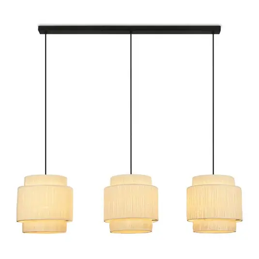 Utolsó esély Papper függőlámpa, 3-lámpás, natúr szín, raffia, E27