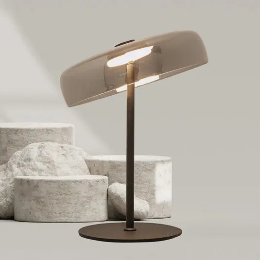 LED asztali lámpa 23054, füstszürke, üveg, magasság 52 cm Kedvezmény