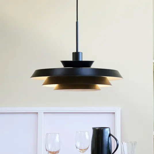 Árengedmény Dyberg Larsen DL44 lógó lámpa, fekete, fém, Ø 45 cm