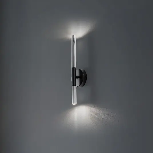 Sopel Lux fali világítás, 2 izzós, fekete/ezüst, magasság 38 cm Kedvezményes ár