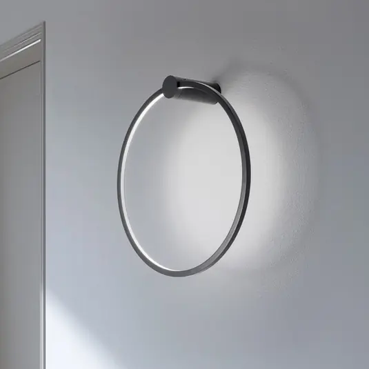 LED fali világítás Saturno, fekete, Ø 50 cm, fém, 4000 K Exkluzív ajánlat