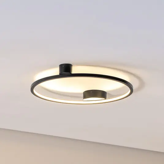 LED mennyezeti világítás Saturno, fekete, Ø 50 cm, fém, 4000 K Biztonságos vásárlás
